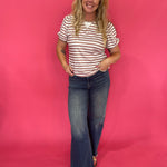 Puff, Puff, Pass the Compliments Striped Top in Rust