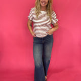 Puff, Puff, Pass the Compliments Striped Top in Rust