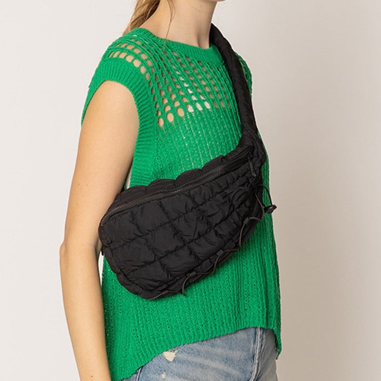 Puffer Sling Bag in Black