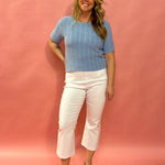Effortless Edge: Millennium Cropped Flare Pant in White