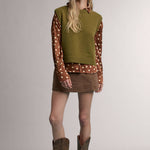 Beige Crew Neck Knit Vest