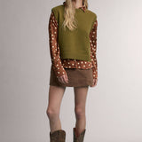 Beige Crew Neck Knit Vest