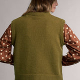 Beige Crew Neck Knit Vest