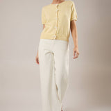 Sweet Pearl Bow Cardigan in Yellow