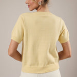 Sweet Pearl Bow Cardigan in Yellow