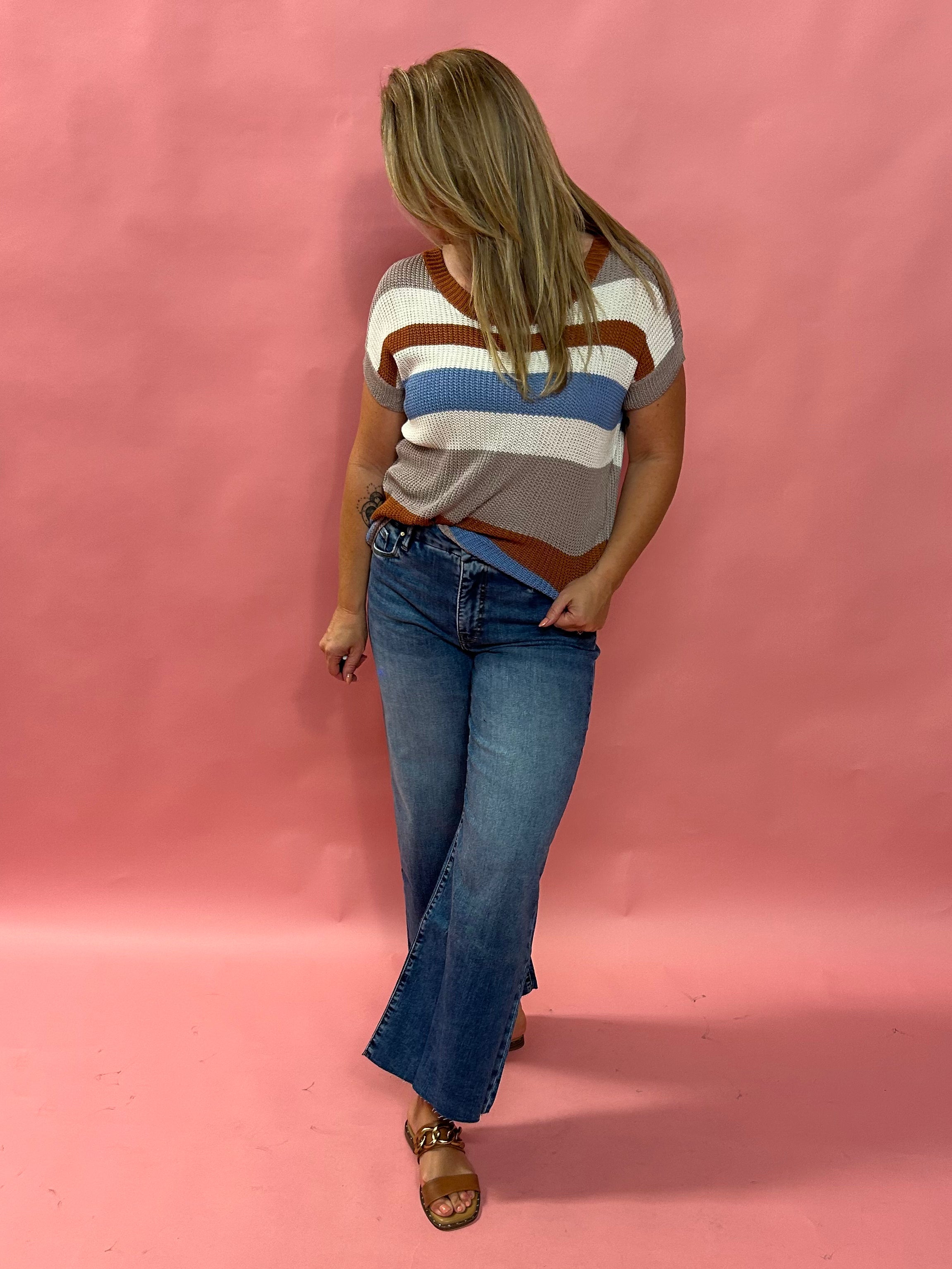 Radiant Days Knit Top – Lightweight Striped Fall Sweater