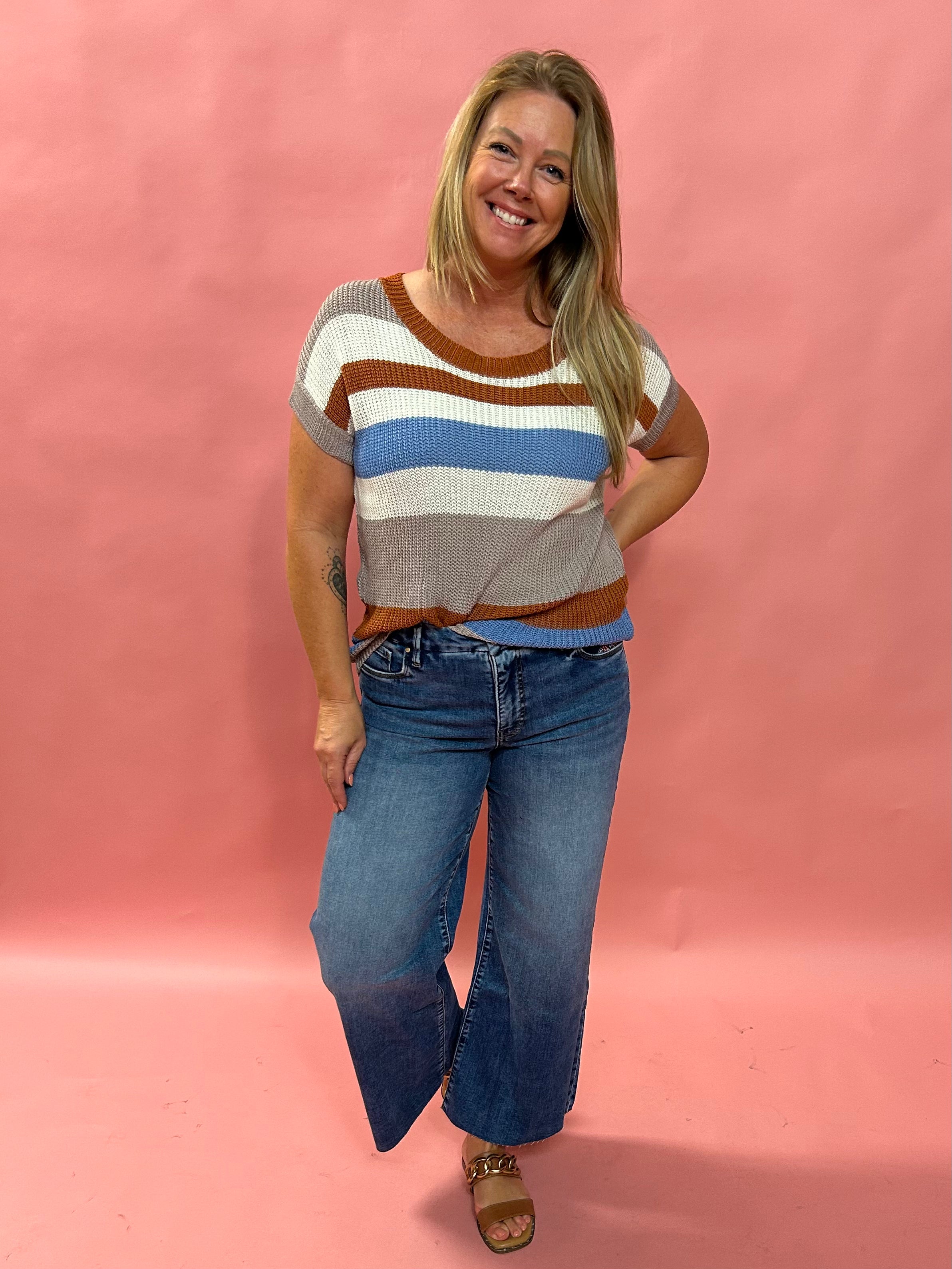 Radiant Days Knit Top – Lightweight Striped Fall Sweater