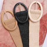 Raffia Oval Buckle Belt in Tan