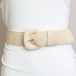 Raffia Stretch Belt in Black