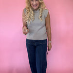 Raw Mock Neck Dolman Sleeve Sweater Knit Top