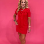Red Alert Tie-Neck Dress
