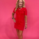 Red Alert Tie-Neck Dress