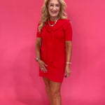 Red Alert Tie-Neck Dress