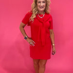 Red Alert Tie-Neck Dress