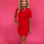 Red Alert Tie-Neck Dress