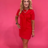 Red Alert Tie-Neck Dress