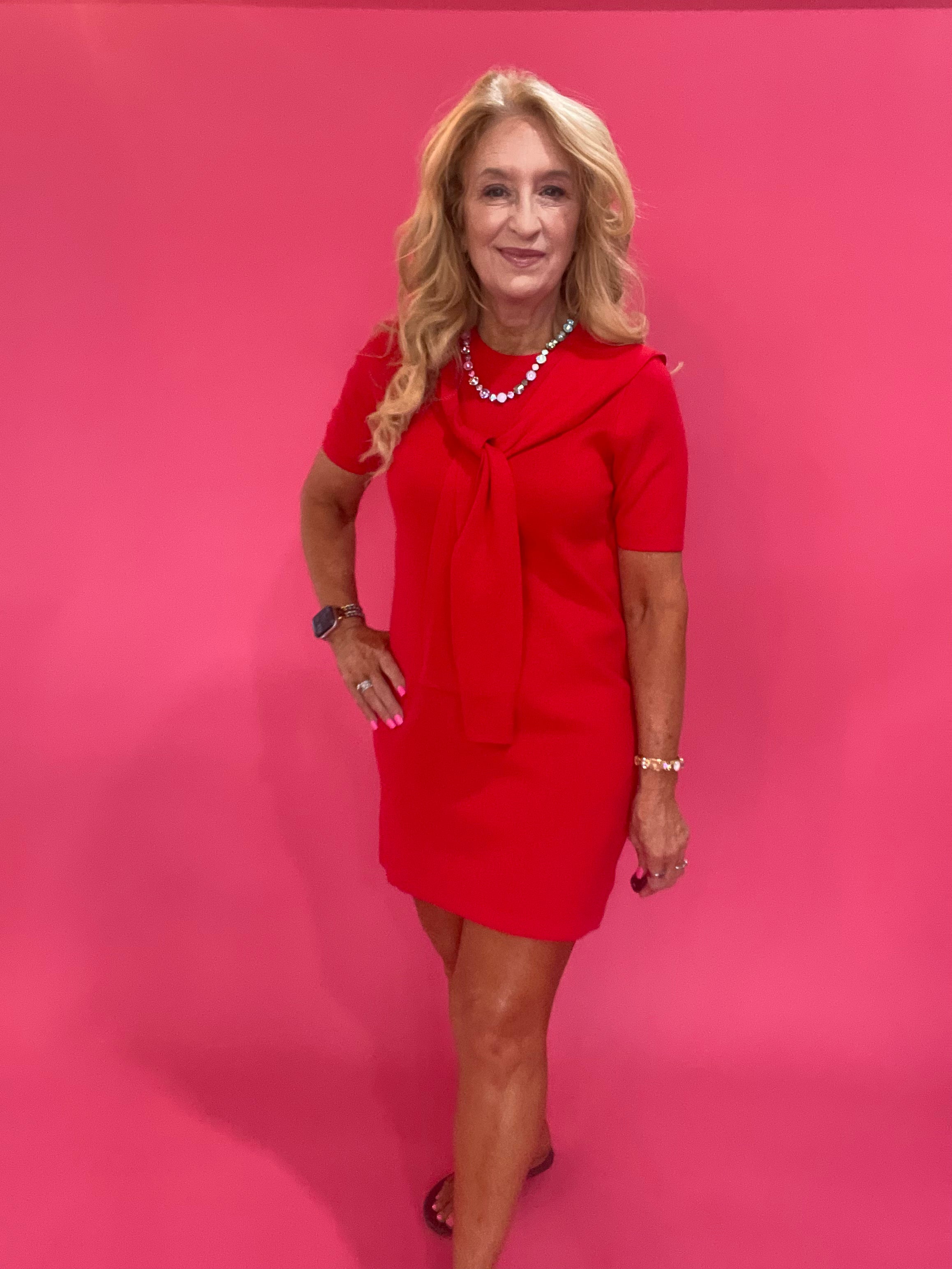 Red Alert Tie-Neck Dress
