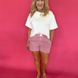Red & White Gingham High Waist Shorts