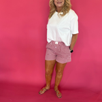 Red & White Gingham High Waist Shorts