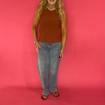 Ribbed Sweater Knit in Rust