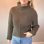 Ribbed Turtleneck Sweater in Olive - Shabby 2 Chic Boutiques