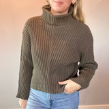 Ribbed Turtleneck Sweater in Olive - Shabby 2 Chic Boutiques