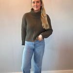 Ribbed Turtleneck Sweater in Olive - Shabby 2 Chic Boutiques
