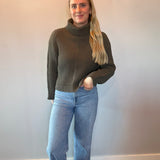 Ribbed Turtleneck Sweater in Olive - Shabby 2 Chic Boutiques