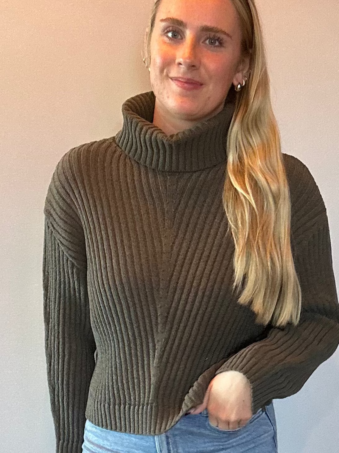Ribbed Turtleneck Sweater in Olive - Shabby 2 Chic Boutiques
