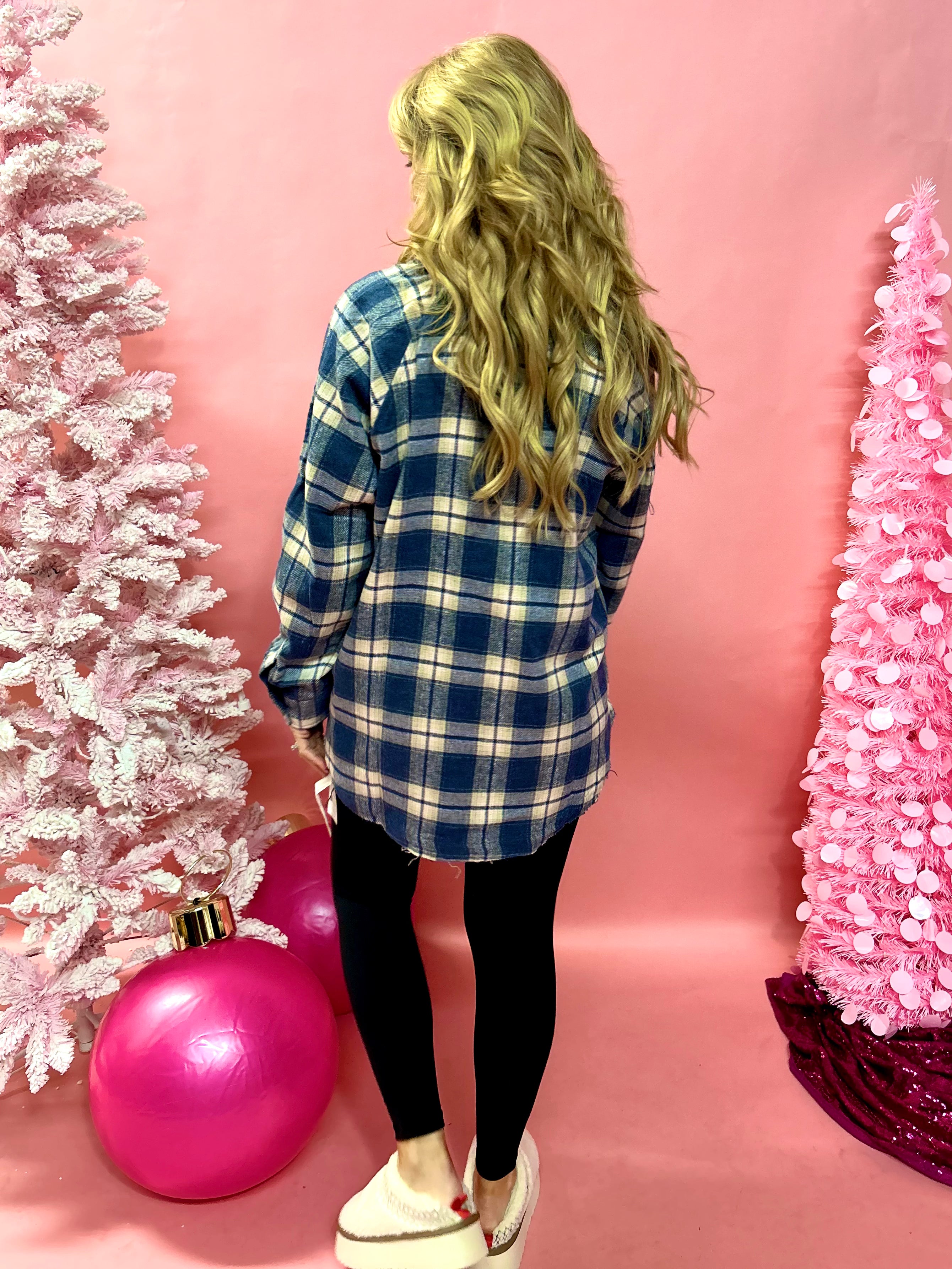 Romeo Boyfriend Plaid Button Down Top