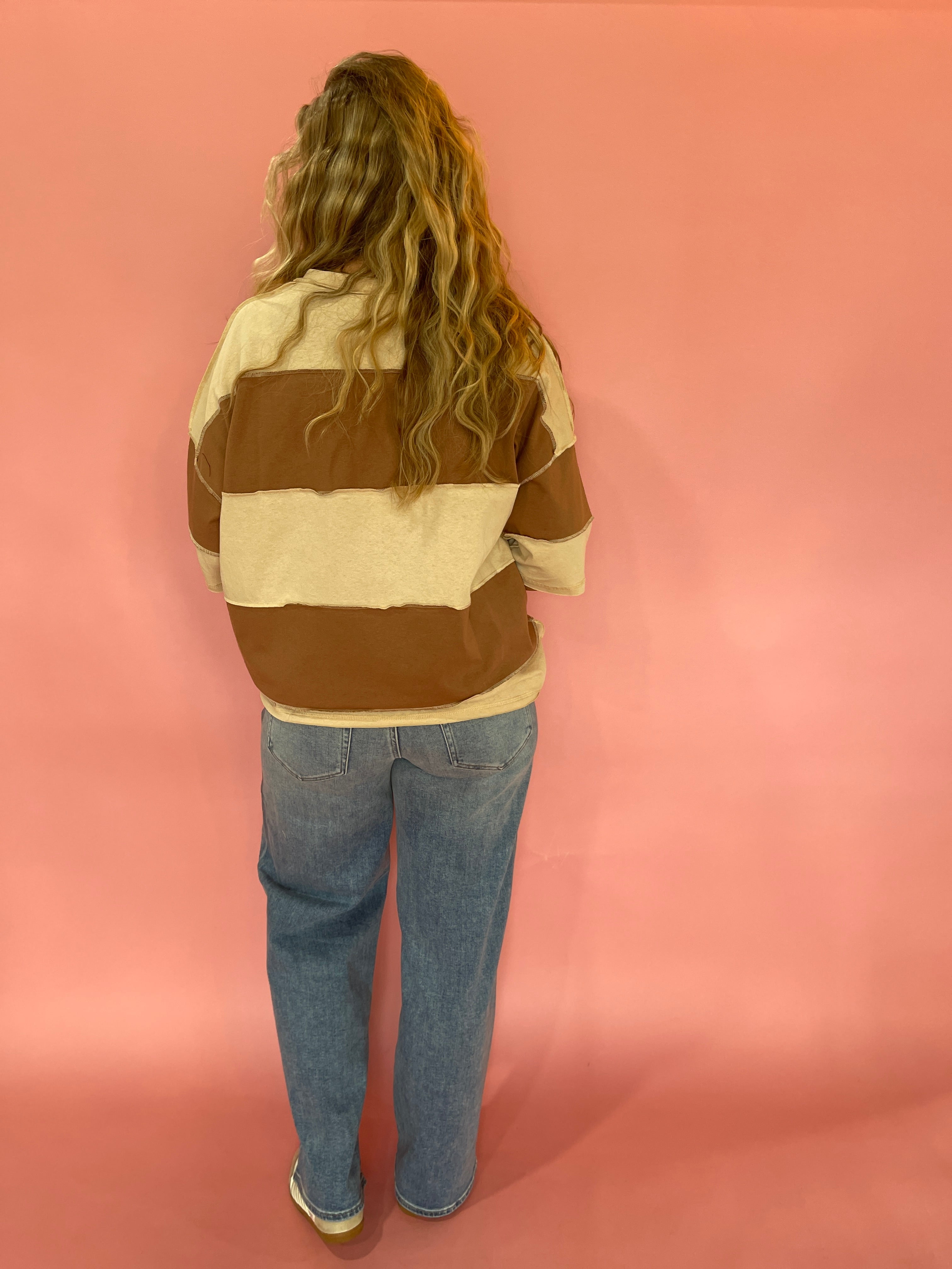 Rust Colorblock Drop Shoulder Tee