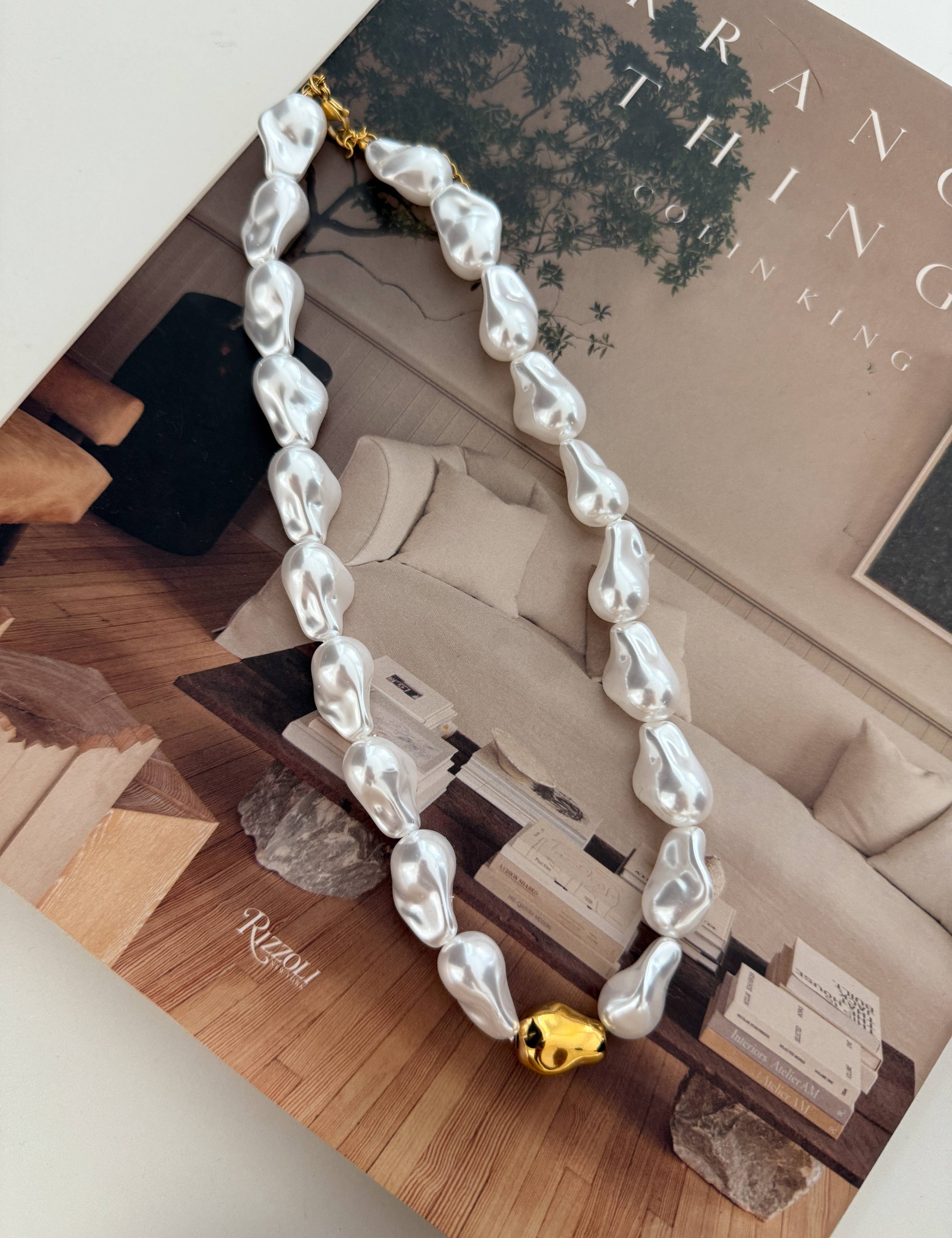 Golden Glow Chunky Pearl Necklace