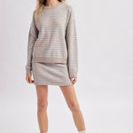 Sage Striped Knit Two Piece Sweater Set