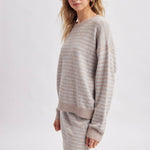 Sage Striped Knit Two Piece Sweater Set
