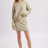 Sage Striped Knit Two Piece Sweater Set