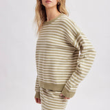 Sage Striped Knit Two Piece Sweater Set