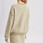 Sage Striped Knit Two Piece Sweater Set