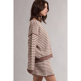 Sage Striped Knit Two Piece Sweater Set