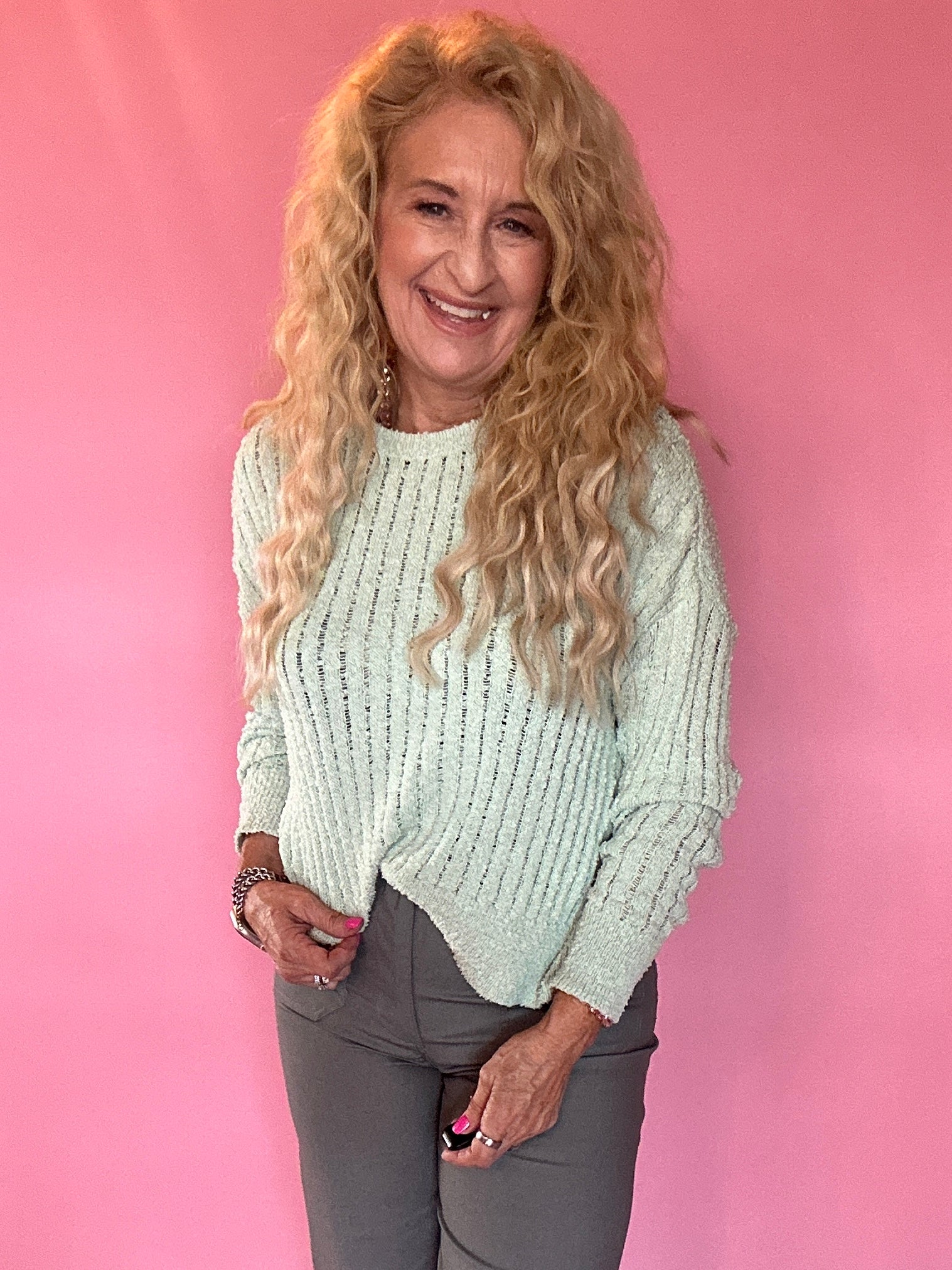 Sage Advice Bouclé Rib Sweater