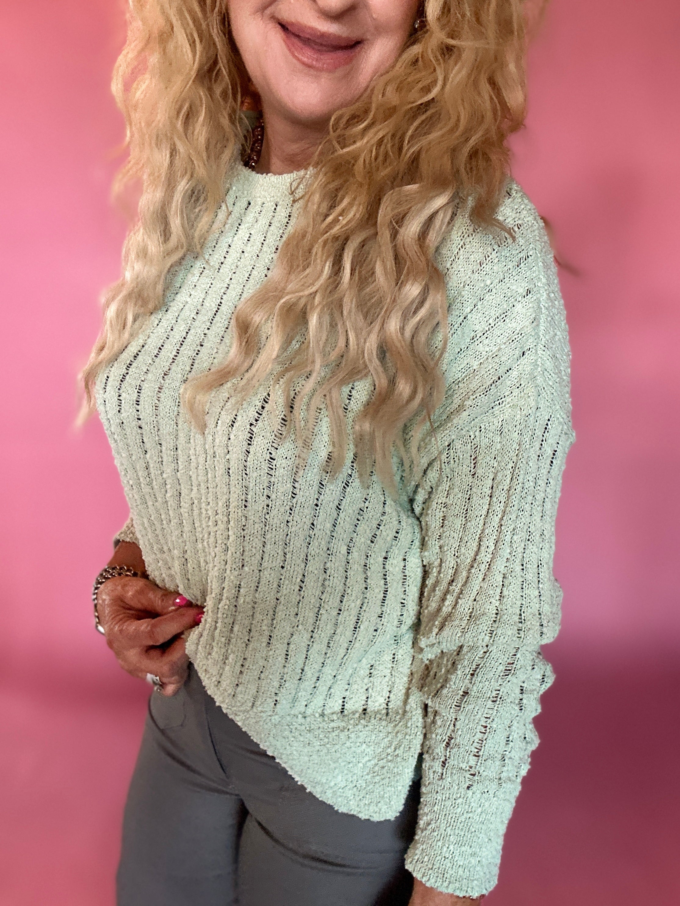 Sage Advice Bouclé Rib Sweater