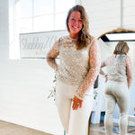 Samantha Sheer Sequin Blouse in Cream