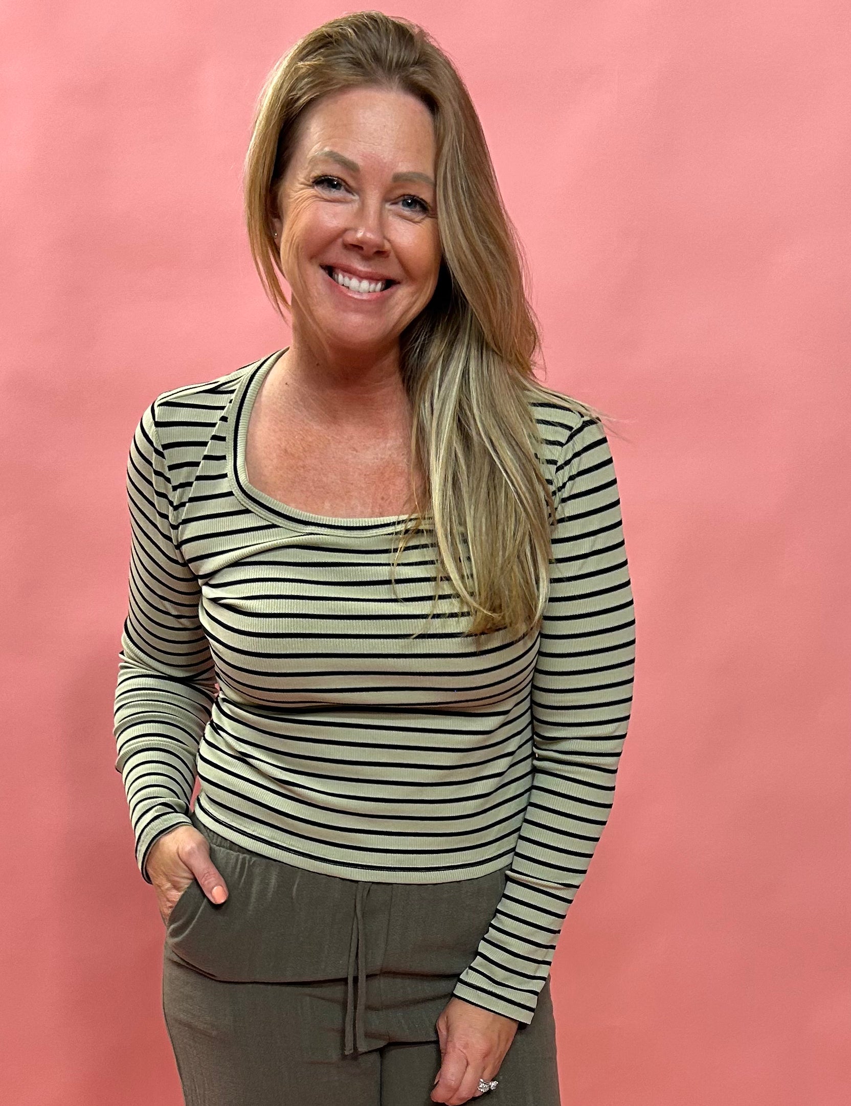 Sammy Striped Crew Neck Long Sleeve Top