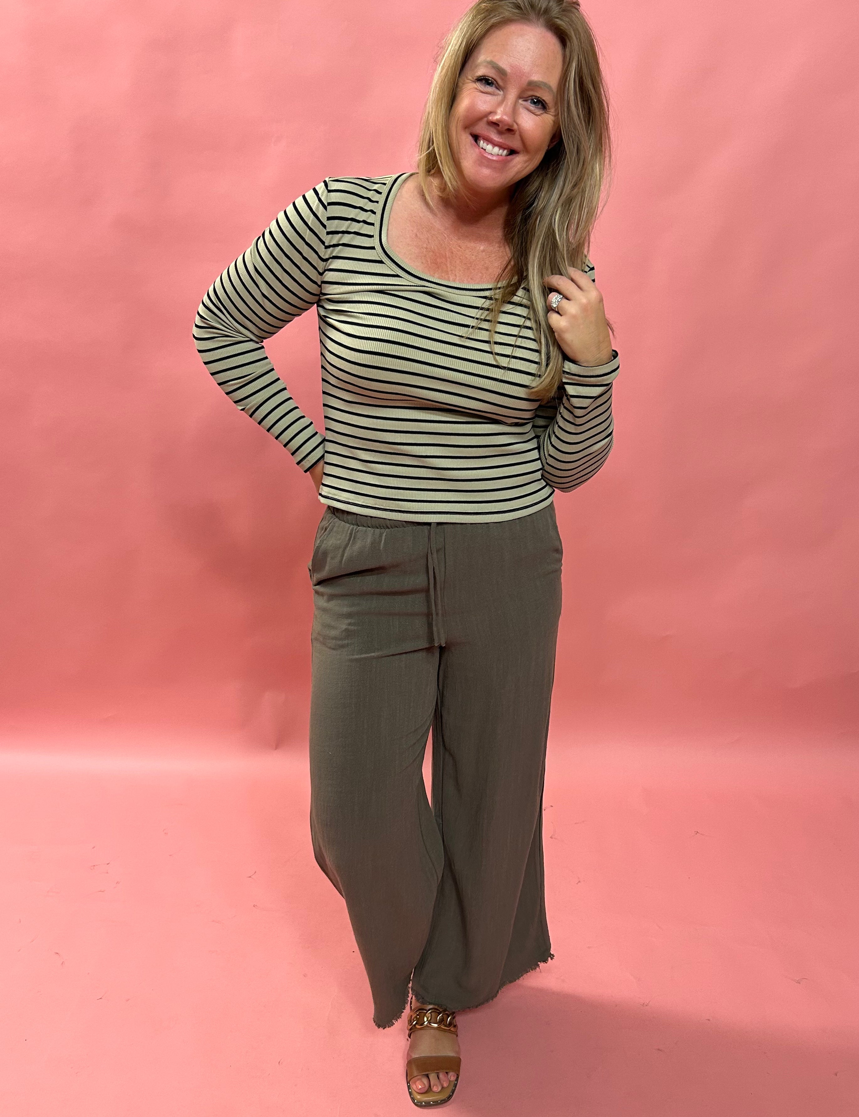Sammy Striped Crew Neck Long Sleeve Top