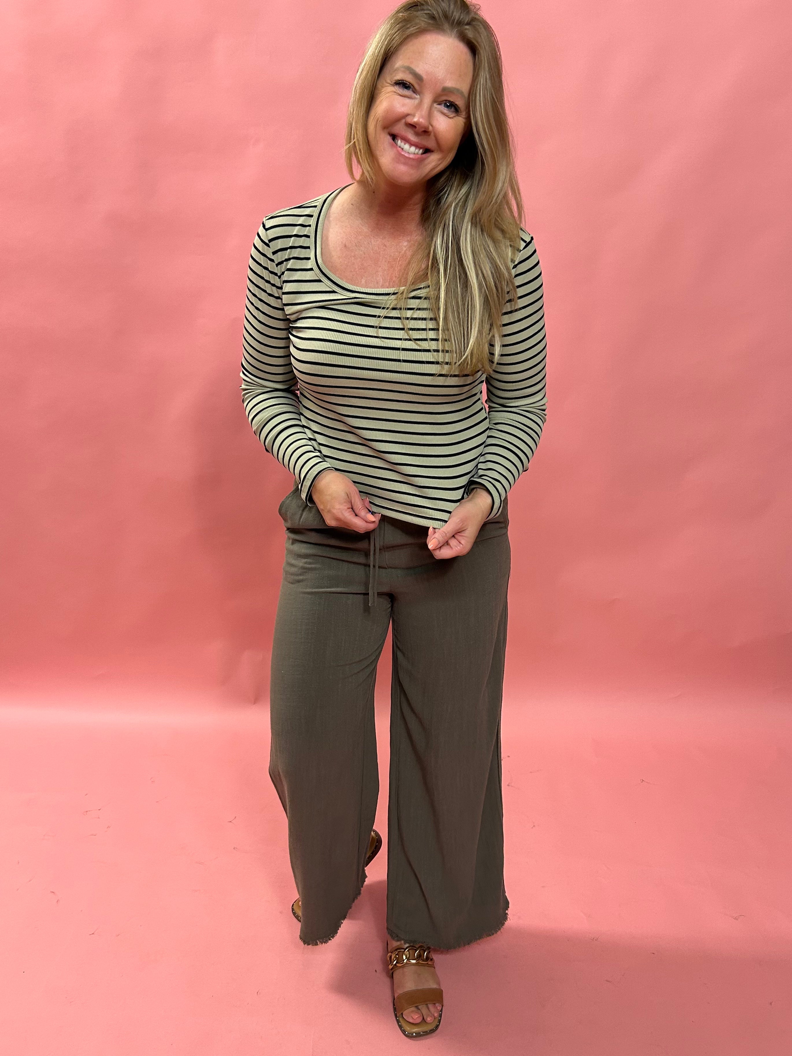 Sammy Striped Crew Neck Long Sleeve Top
