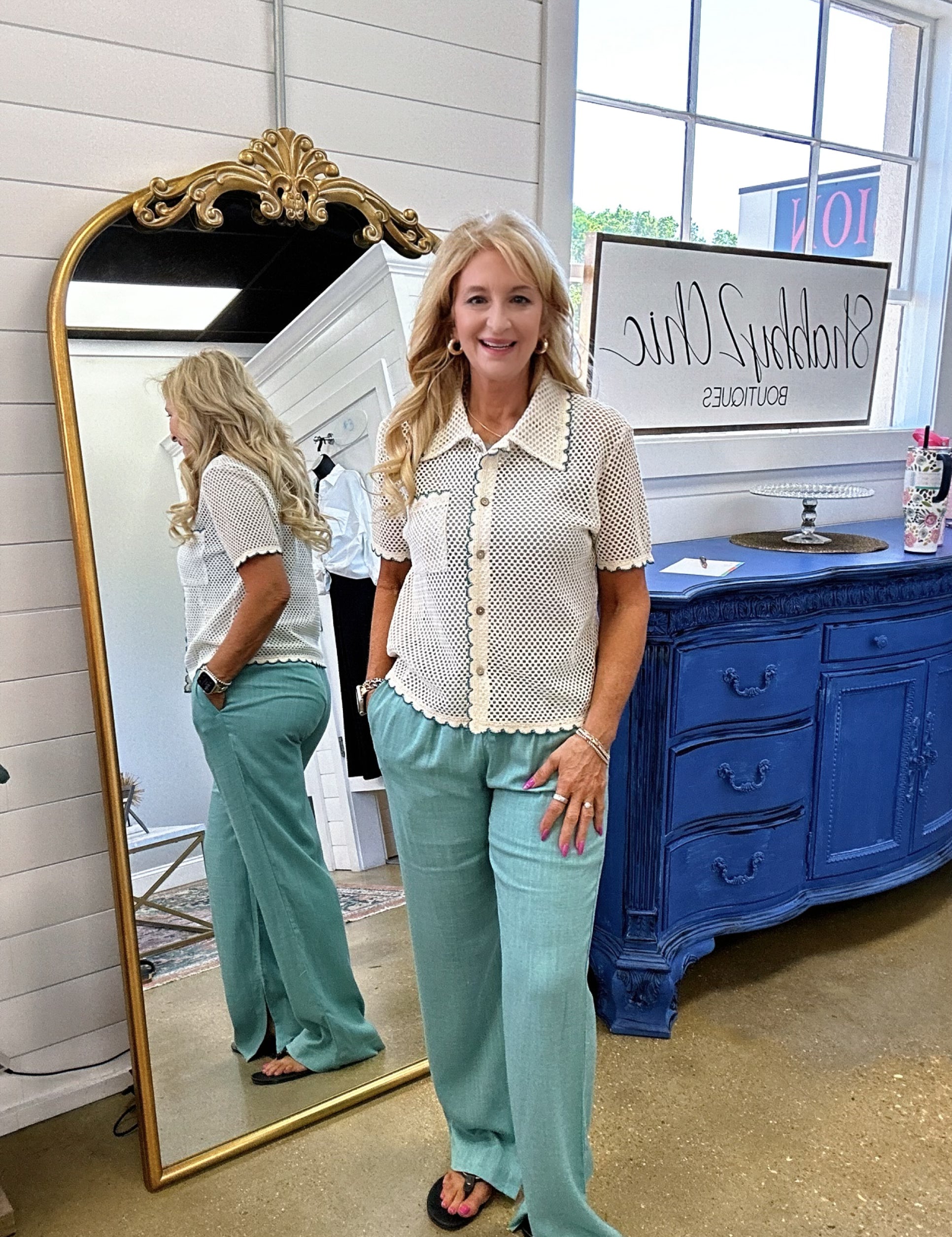 Sandy Resort Radiance Pants in Grey Teal
