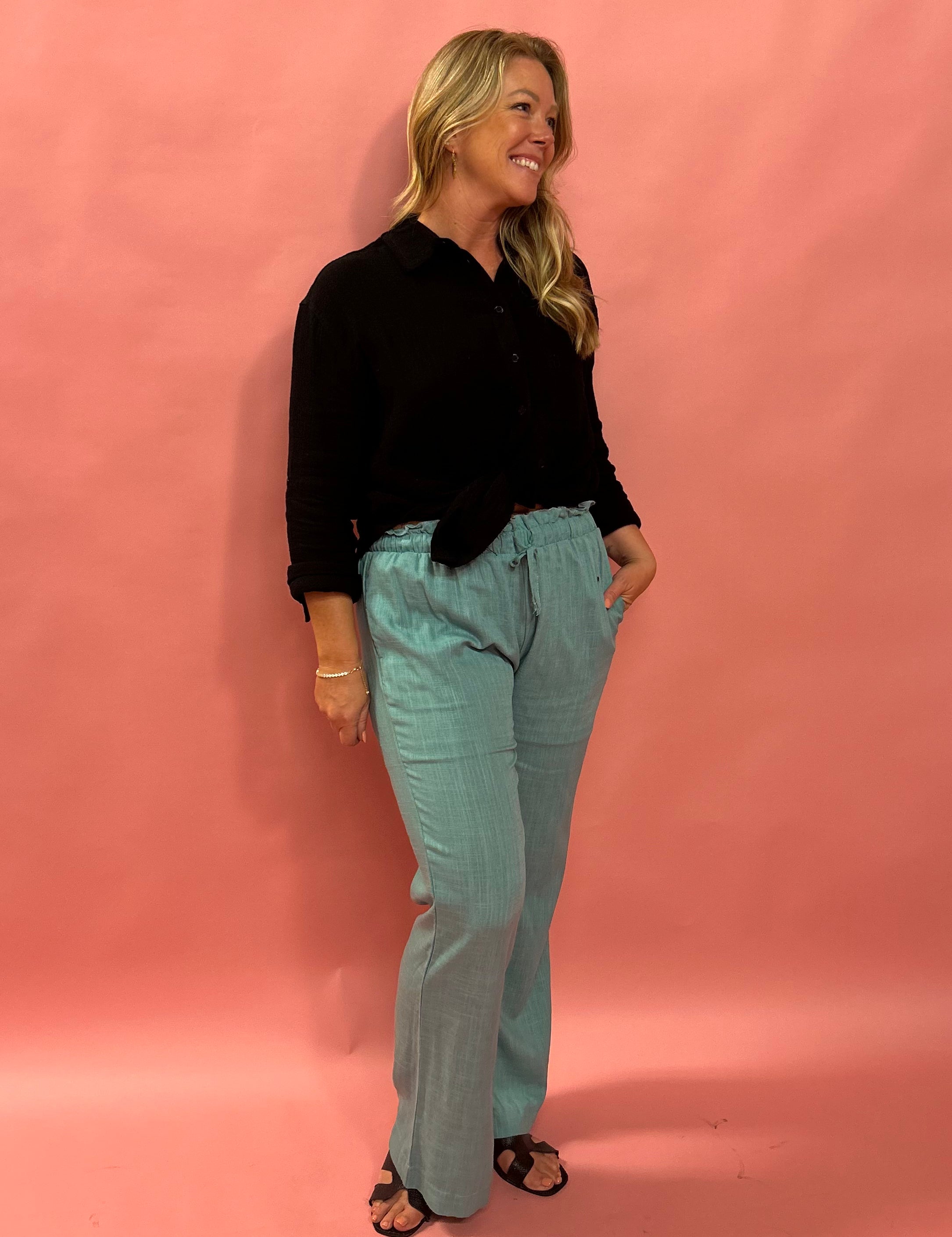 Sandy Resort Radiance Pants in Grey Teal