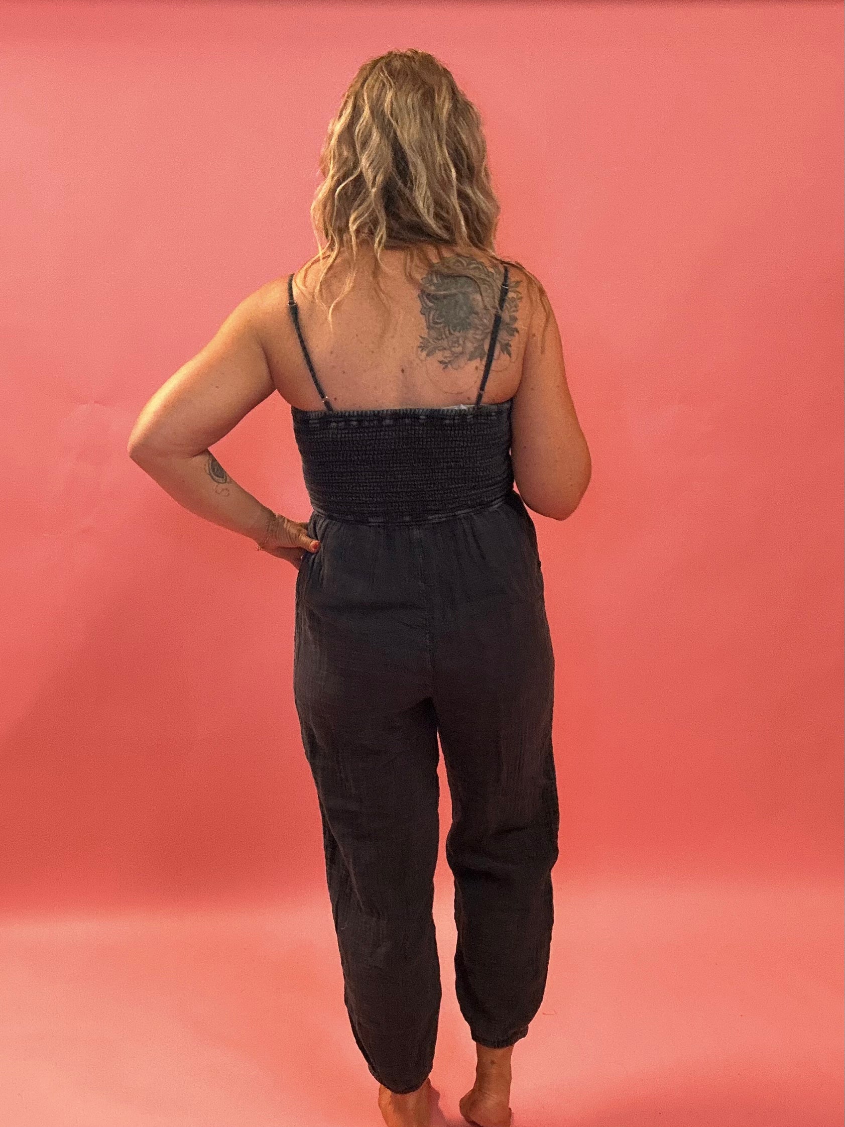 Santos Gauze Jumpsuit in Black