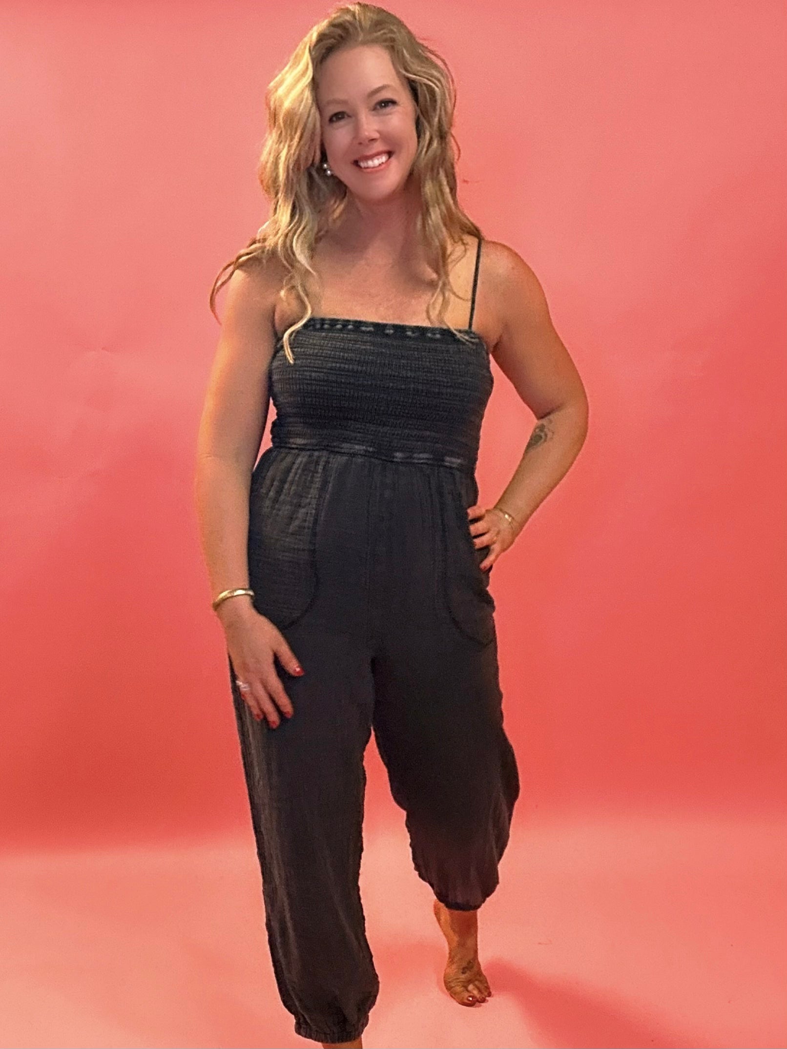 Santos Gauze Jumpsuit in Black