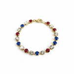 Second Fourth of July mix of red, white, and blue crystal stones on a stretchy Sarina band