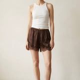 The Elevated Everyday Satin Shorts in Brown
